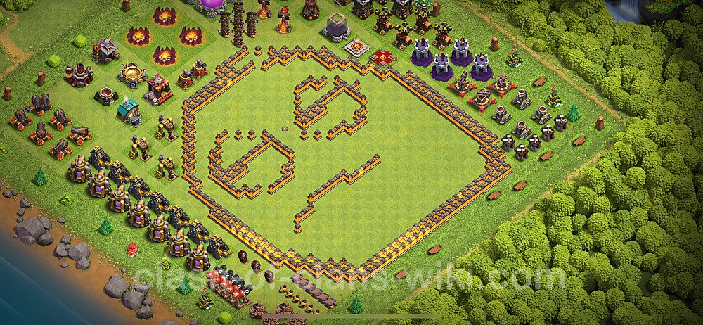 TH10 Troll Base Plan with Link, Copy Town Hall 10 Funny Art Layout 2024, #1846