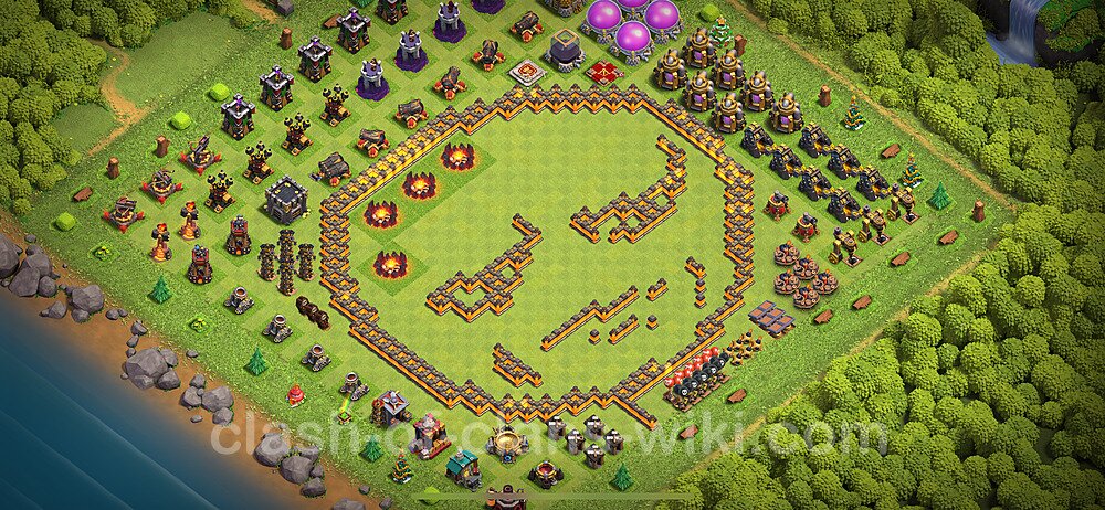 Funny Troll Diseño de aldea Ayuntamiento 10 Copiar - COC TH10 Perfecta Distribucion 2024 + Enlace, #1861