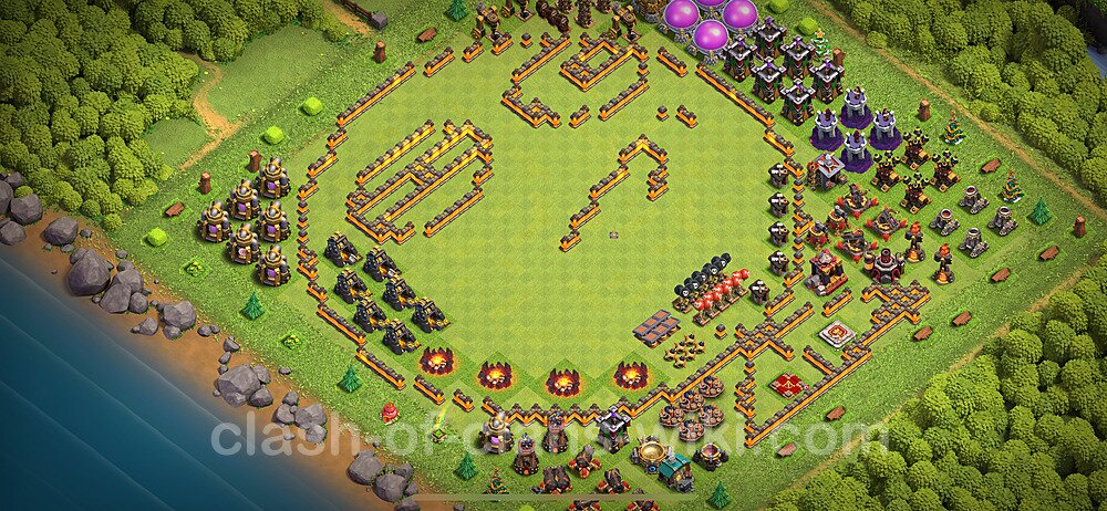 Funny Troll Diseño de aldea Ayuntamiento 10 Copiar - COC TH10 Perfecta Distribucion 2024 + Enlace, #1914