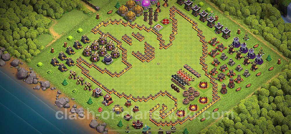 Funny Troll Diseño de aldea Ayuntamiento 10 Copiar - COC TH10 Perfecta Distribucion 2024 + Enlace, #1942