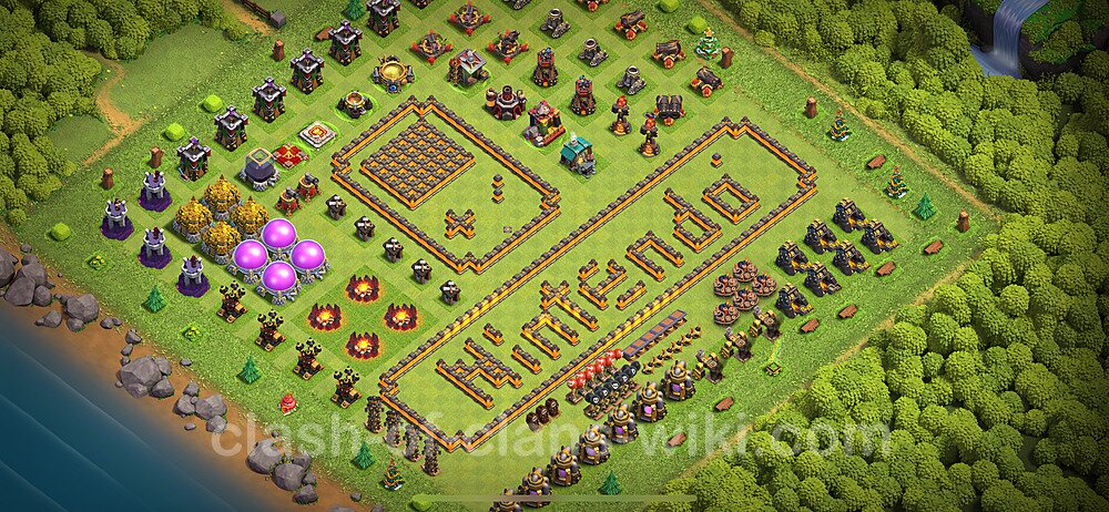 TH10 Troll Base Plan with Link, Copy Town Hall 10 Funny Art Layout 2024, #2036