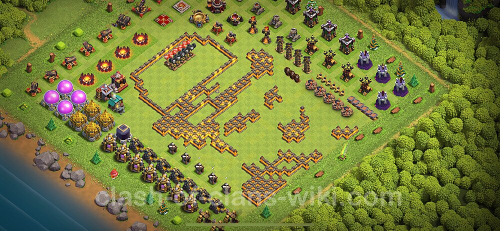 Funny Troll Diseño de aldea Ayuntamiento 10 Copiar - COC TH10 Perfecta Distribucion 2024 + Enlace, #2068