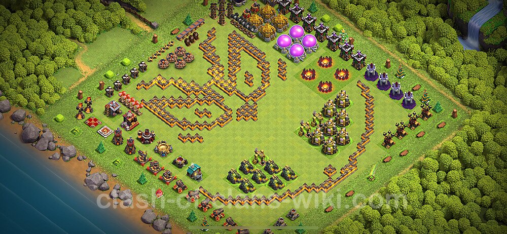 TH10 Troll Base Plan with Link, Copy Town Hall 10 Funny Art Layout 2024, #2108