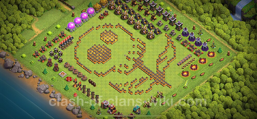 TH10 Troll Base Plan with Link, Copy Town Hall 10 Funny Art Layout 2024, #2152