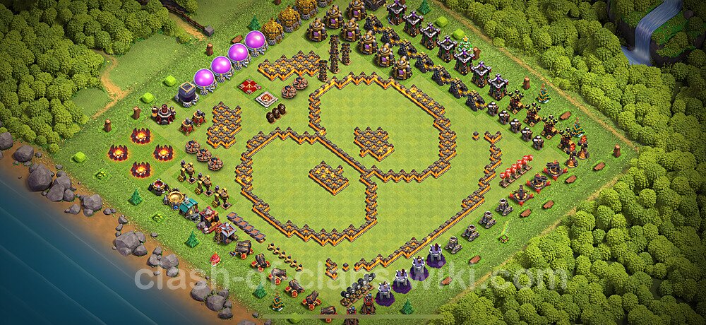 TH10 Troll Base Plan with Link, Copy Town Hall 10 Funny Art Layout 2024, #2205