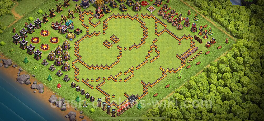 TH10 Troll Base Plan with Link, Copy Town Hall 10 Funny Art Layout 2024, #2206