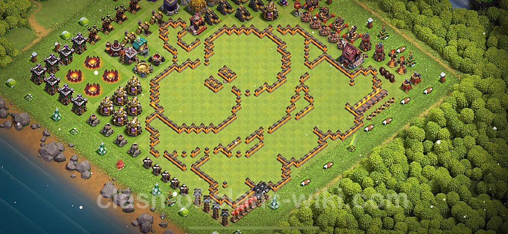 Funny Troll Diseño de aldea Ayuntamiento 10 Copiar - COC TH10 Perfecta Distribucion 2025 + Enlace, #2206