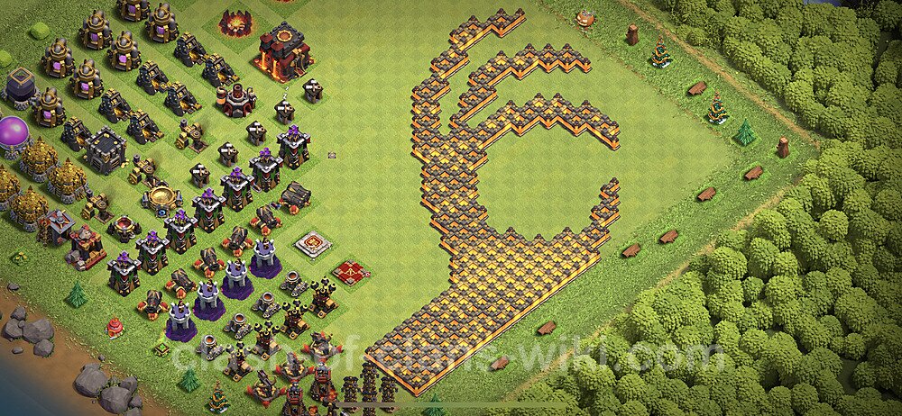 TH10 Troll Base Plan with Link, Copy Town Hall 10 Funny Art Layout 2023, #3