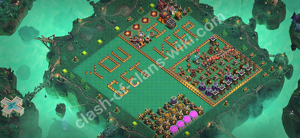 TH10 Troll Base Plan with Link, Copy Town Hall 10 Funny Art Layout 2026, #3320
