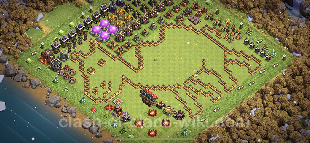 TH10 Troll Base Plan with Link, Copy Town Hall 10 Funny Art Layout 2023, #844