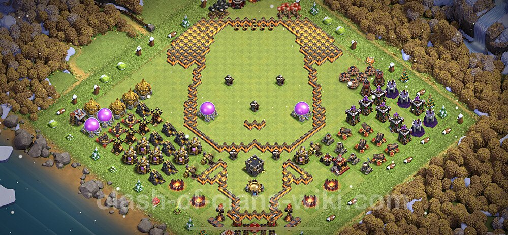 TH10 Troll Base Plan with Link, Copy Town Hall 10 Funny Art Layout 2023, #845