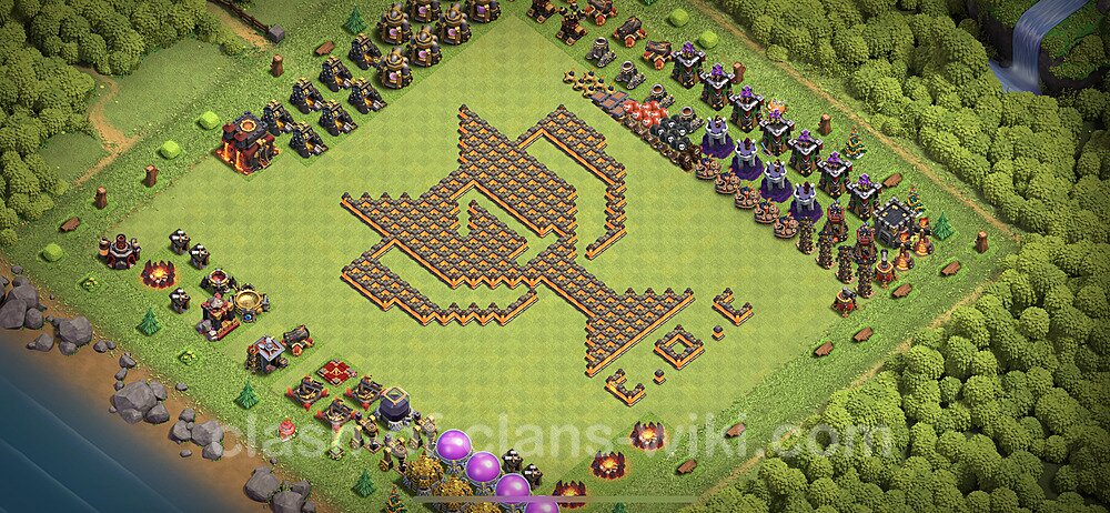 TH10 Troll Base Plan with Link, Copy Town Hall 10 Funny Art Layout 2023, #960
