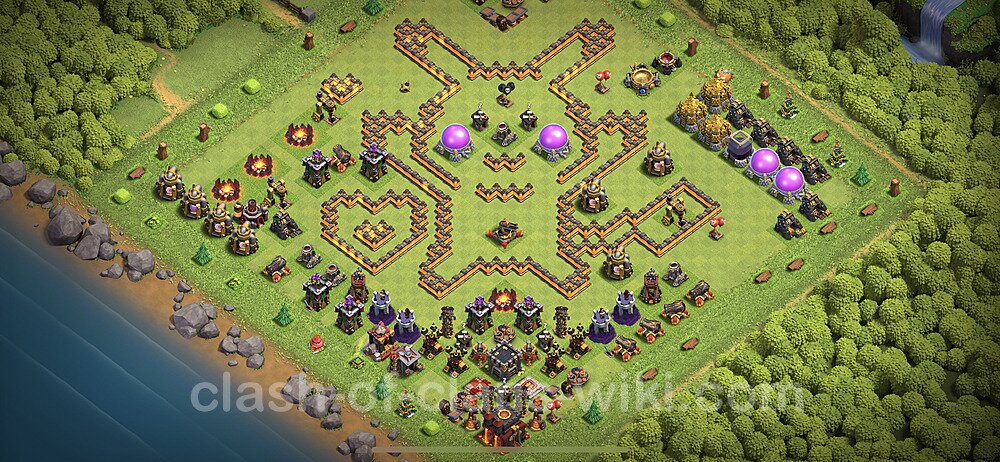 TH10 Troll Base Plan with Link, Copy Town Hall 10 Funny Art Layout 2023, #961