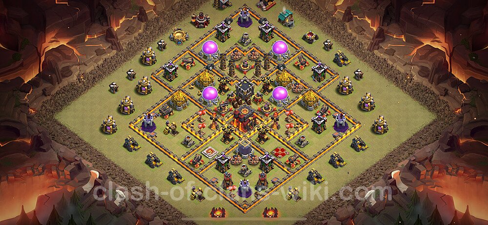 TH10 Anti 2 Stars War Base Plan with Link, Anti Everything, Copy Town Hall 10 CWL Design 2024, #1847