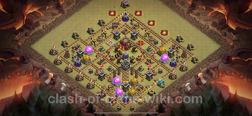 TH10 Anti 2 Stars War Base Plan with Link, Legend League, Copy Town Hall 10 CWL Design 2024, #1908