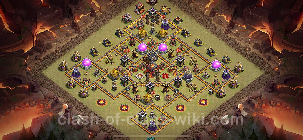 Die Maximal Clan War Base RH10 + Link, Hybrid 2024 - COC Rathaus Level 10 Kriegsbase (CK / CW), #1909