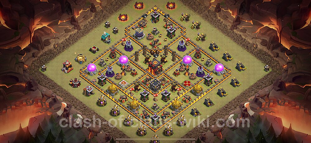 TH10 Anti 2 Stars War Base Plan with Link, Anti Everything, Copy Town Hall 10 CWL Design 2024, #1916