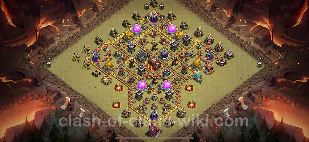 Top Base de Guerre HDV 10 + Lien (Link), Anti Air / Dragon, Hybride 2025 gdc - Hôtel de Ville 10 Base Copier, #1985