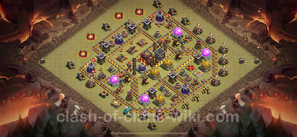 TH10 Max Levels War Base Plan with Link, Anti Everything, Copy Town Hall 10 CWL Design 2024, #1987