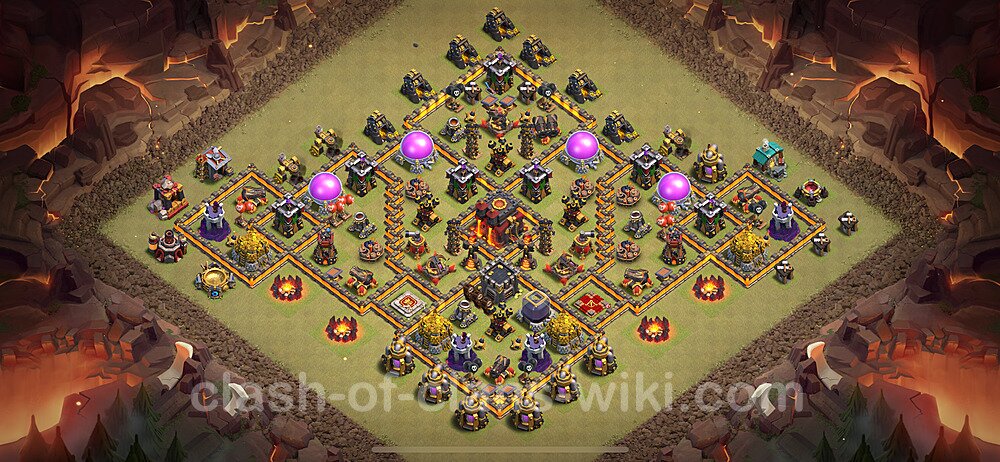 TH10 War Base Plan with Link, Anti Everything, Hybrid, Copy Town Hall 10 CWL Design 2024, #1988