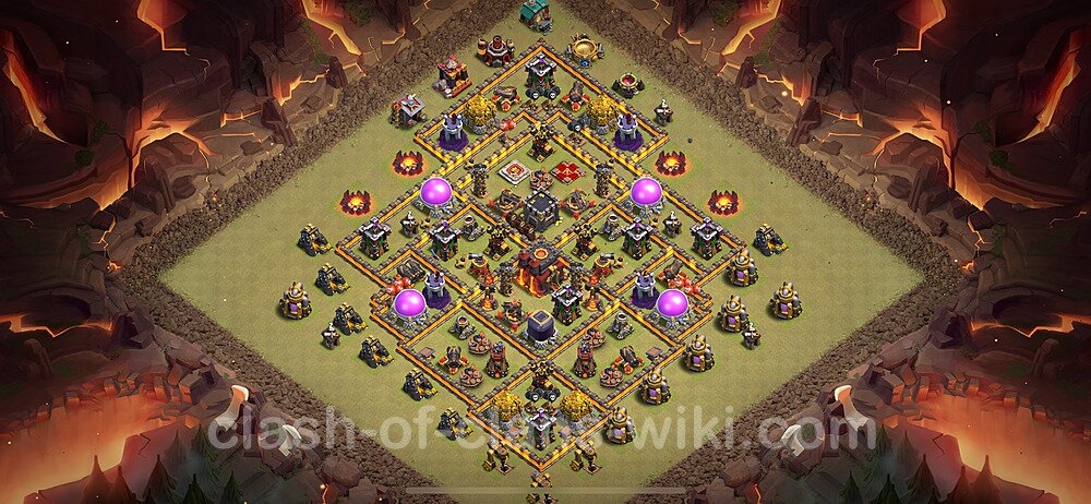 Die Maximal Clan War Base RH10 + Link, Hybrid 2024 - COC Rathaus Level 10 Kriegsbase (CK / CW), #2069