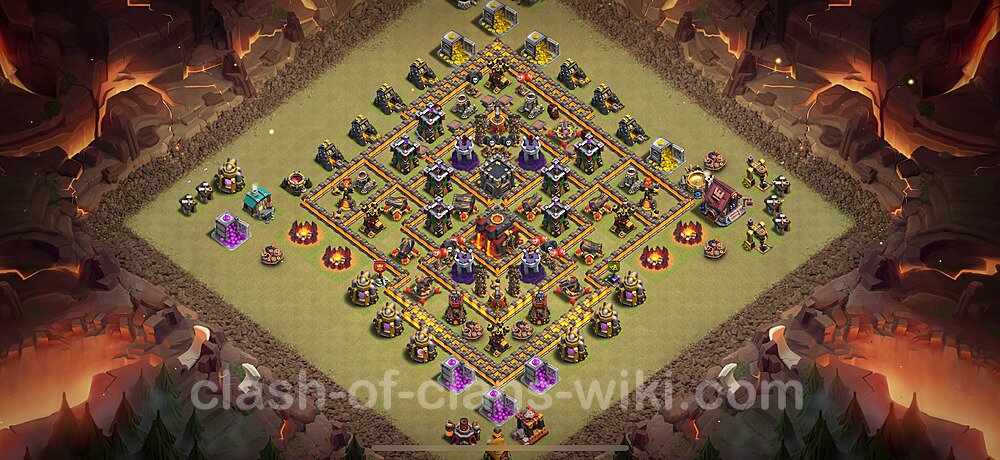 TH10 Anti 3 Stars War Base Plan with Link, Copy Town Hall 10 CWL Design 2025, #2715