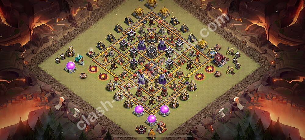 TH10 Anti 3 Stars War Base Plan with Link, Copy Town Hall 10 CWL Design 2025, #2715