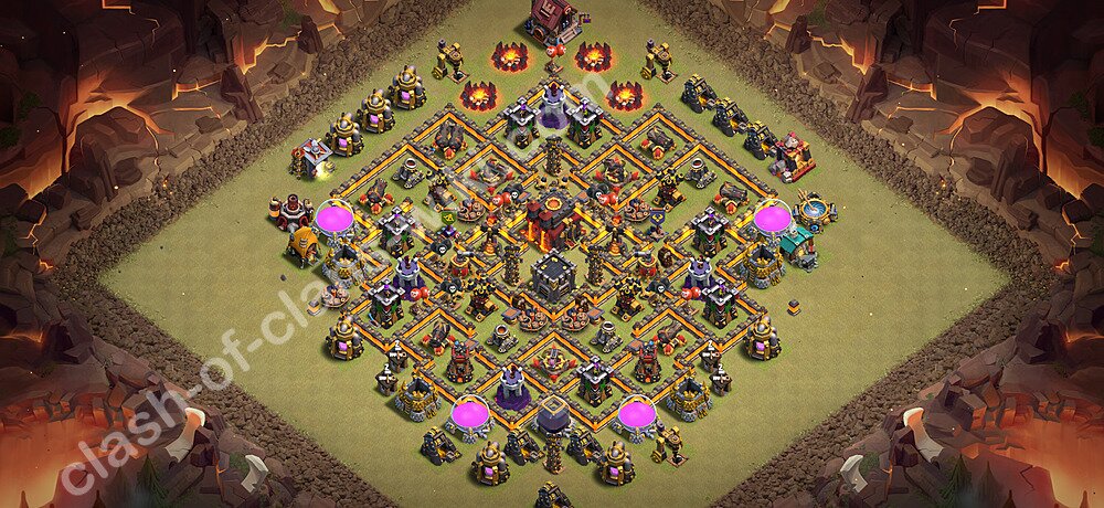 TH10 Anti 3 Stars War Base Plan with Link, Copy Town Hall 10 CWL Design 2026, #3265