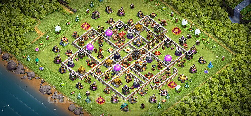 Anti Everything TH11 Base Plan with Link, Hybrid, Copy Town Hall 11 Design 2024, #1255