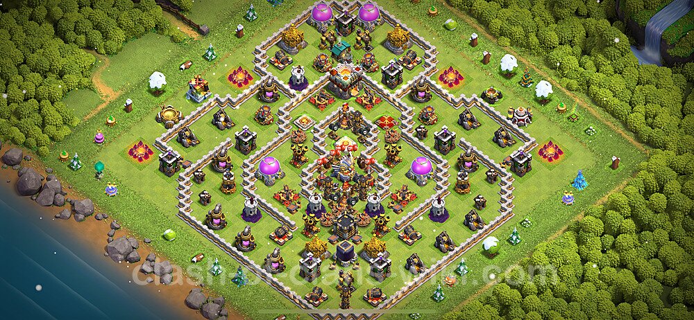 Anti Everything TH11 Base Plan with Link, Hybrid, Copy Town Hall 11 Design 2024, #1256