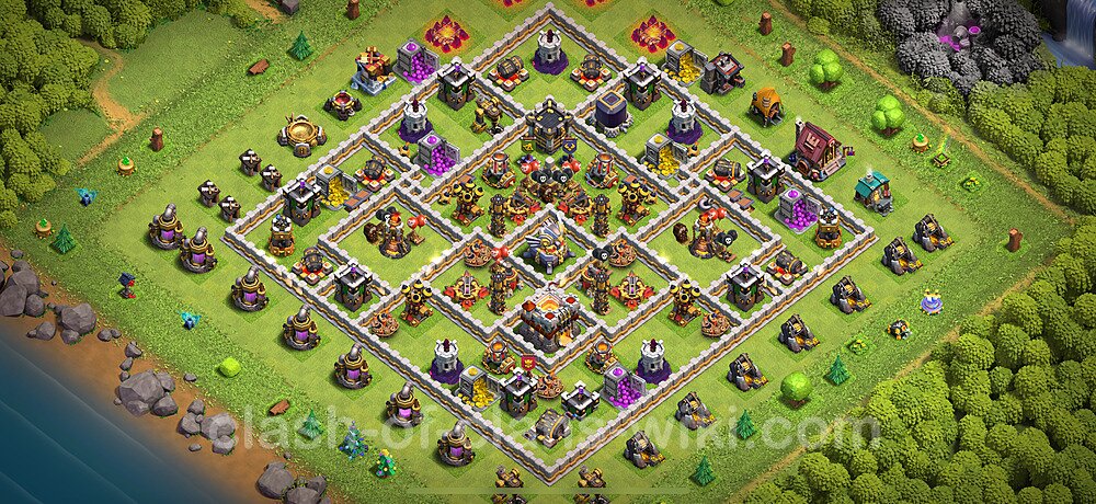 TH11 Anti 3 Stars Base Plan with Link, Hybrid, Copy Town Hall 11 Base Design 2025, #2713