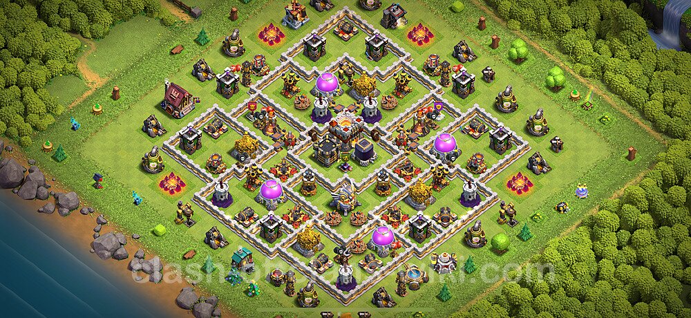 TH11 Anti 2 Stars Base Plan with Link, Hybrid, Copy Town Hall 11 Base Design 2025, #2780