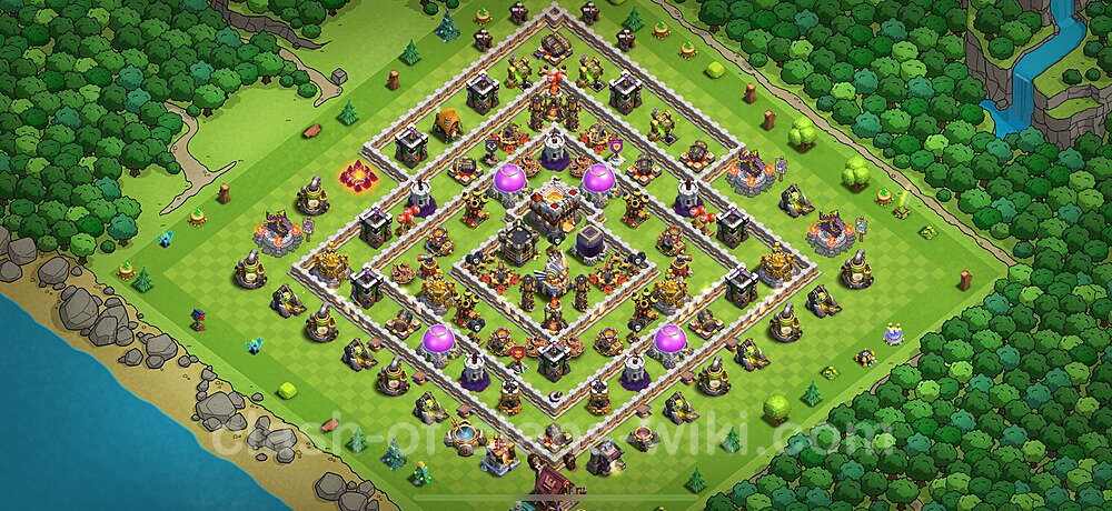 TH11 Anti 3 Stars Base Plan with Link, Hybrid, Copy Town Hall 11 Base Design 2025, #2805