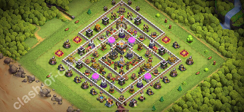 Municipio livello 11 Anti 3 Stelle Base + Link, Ibrido - Miglior Disposizione Villaggio per Difesa COC 2026 TH11, #2805