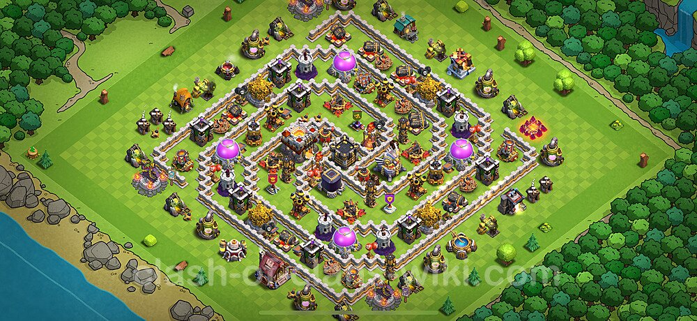 Gute Base für Verteidigung RH11 + Link 2025 -  COC Rathaus 11 Kopieren Base, #2812