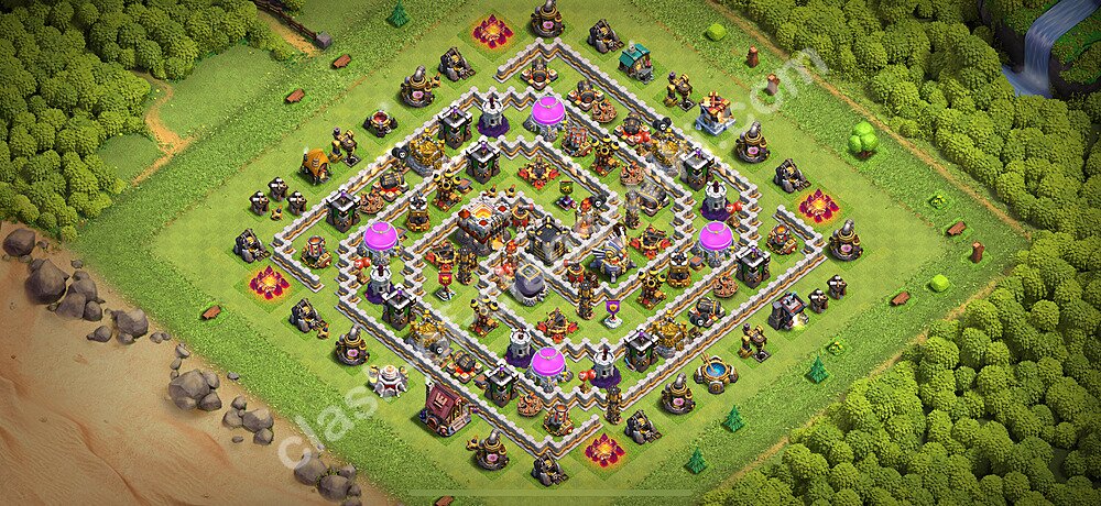 TH11 Trophy Base Plan with Link, Copy Town Hall 11 Base Design 2026, #2812