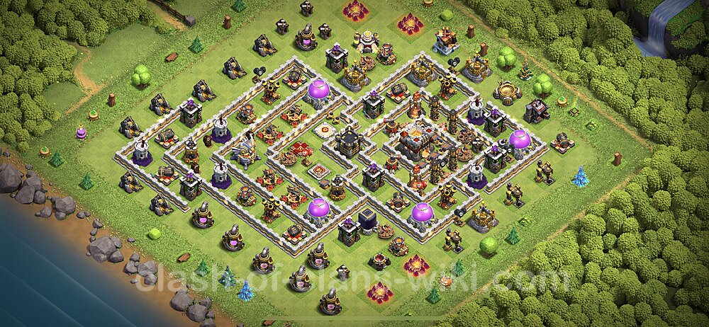 TH11 Trophy Base Plan with Link, Anti Everything, Hybrid, Copy Town Hall 11 Base Design 2023, #45