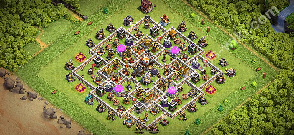 Farming Base Village HDV 11 + Lien (Link), Anti 3 étoiles, Anti Air / Electro Dragon 2026 - Hôtel de Ville 11 Base Copier, #2804