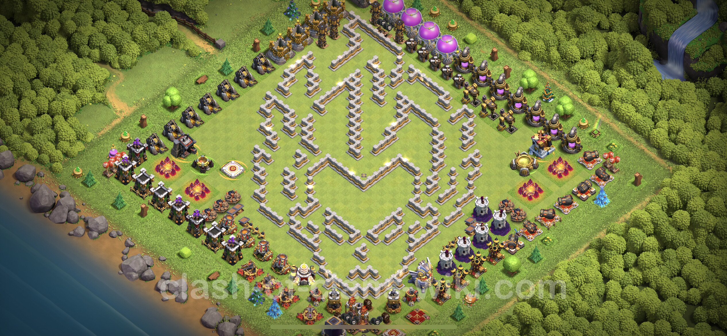 Funny Troll Base TH11 with Link - Town Hall Level 11 Art Base Copy, #14