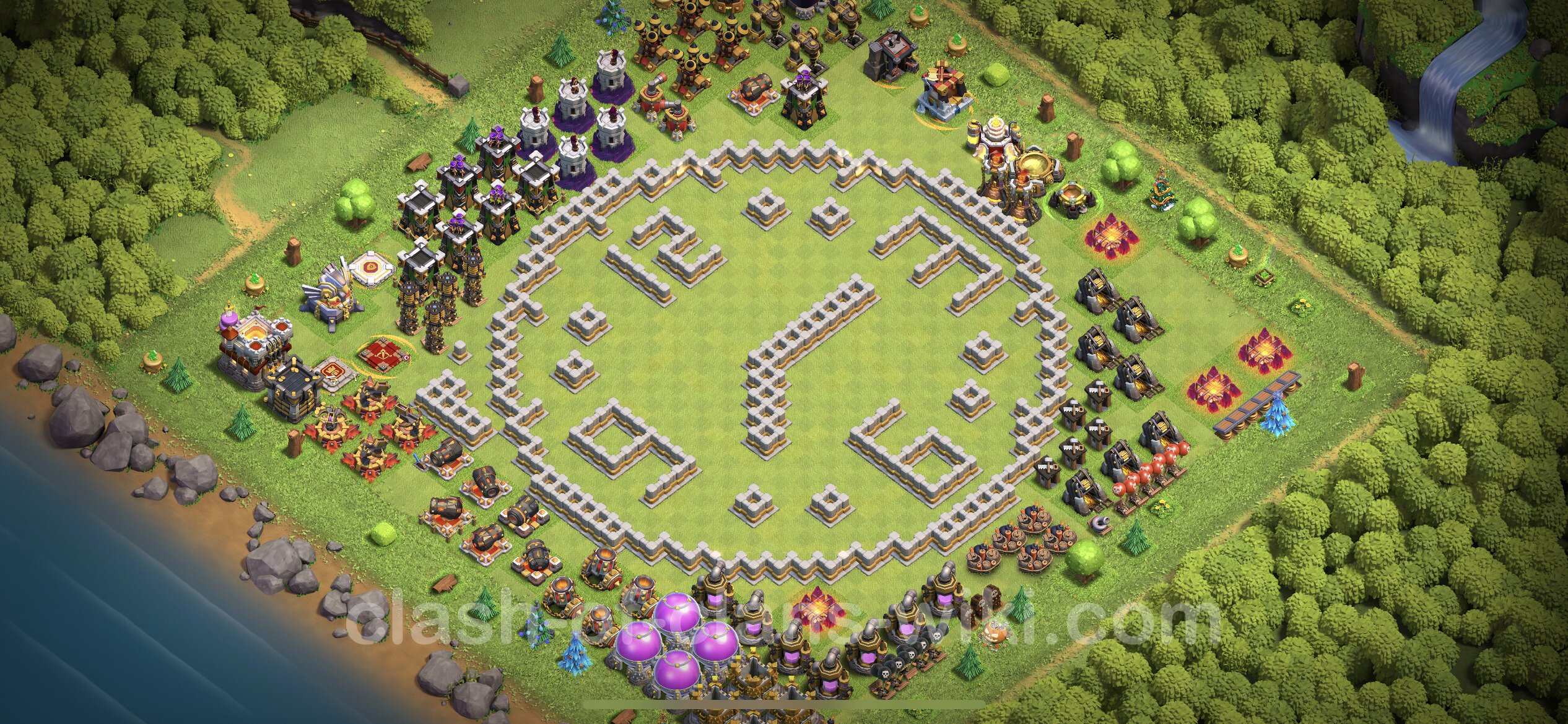 Funny Troll Base TH11 with Link - Town Hall Level 11 Art Base Copy, #15