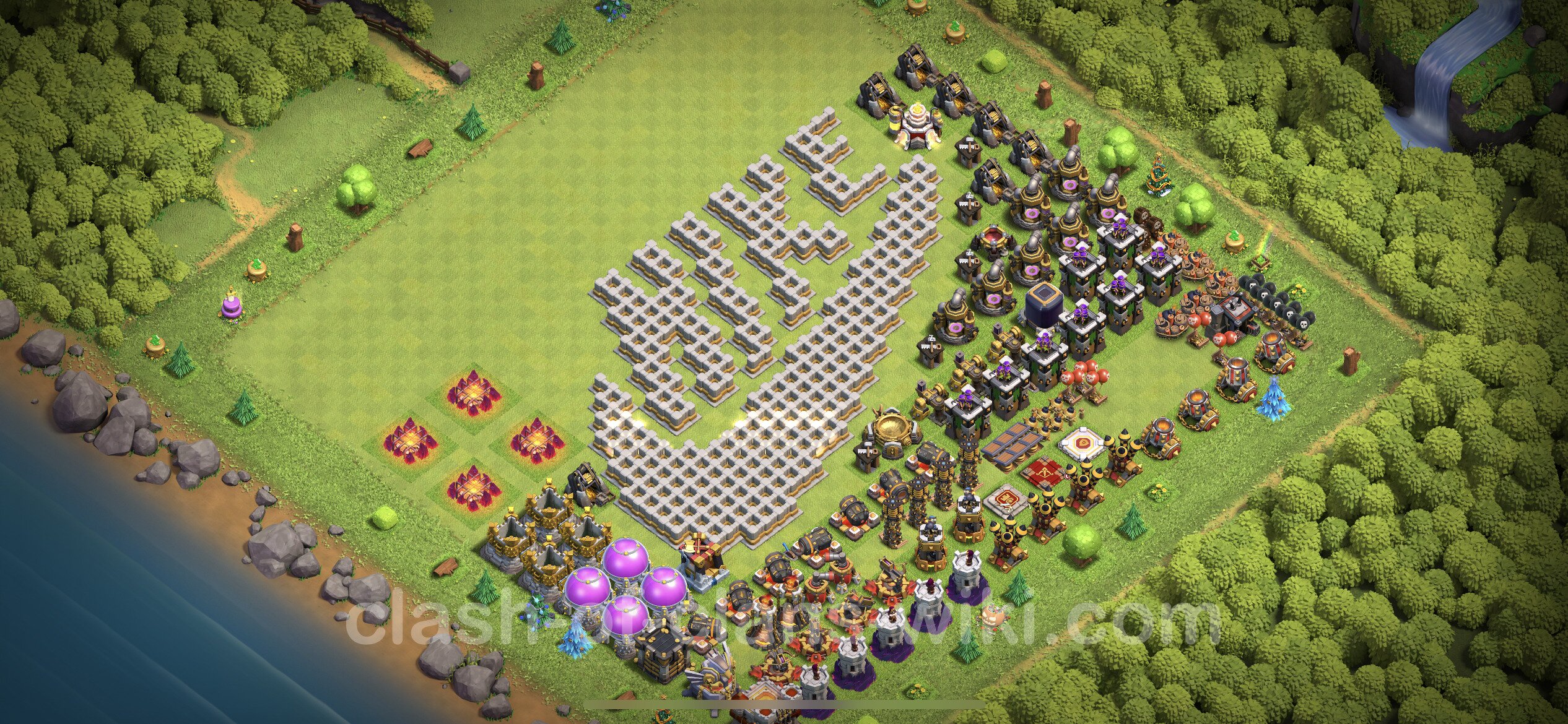 Funny Troll Base TH11 with Link - Town Hall Level 11 Art Base Copy, #5
