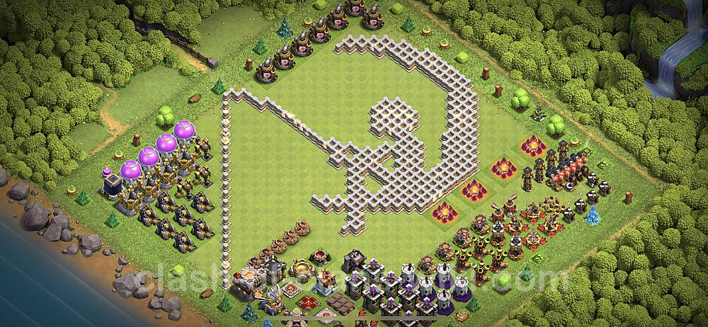 TH11 Troll Base Plan with Link, Copy Town Hall 11 Funny Art Layout 2023, #1