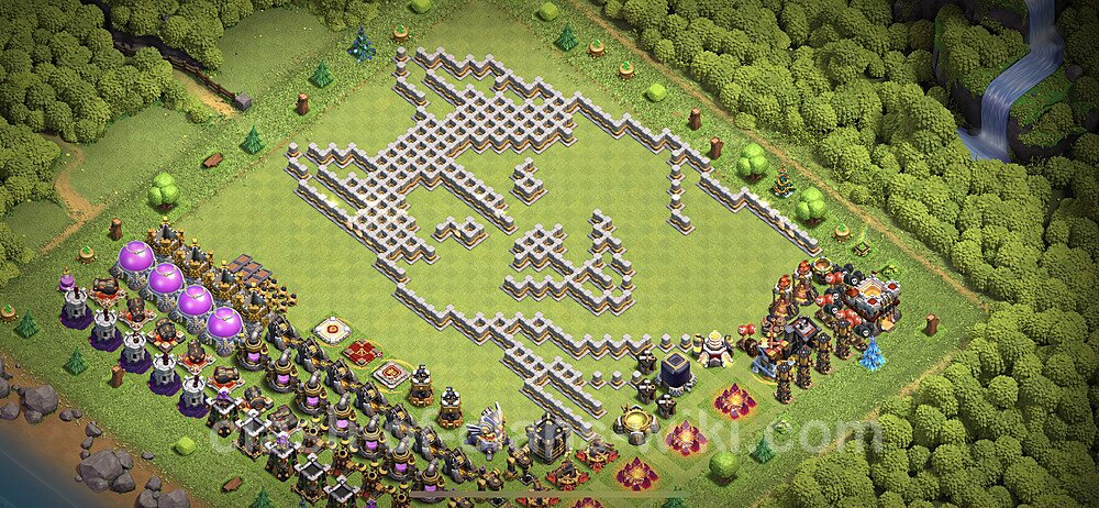 TH11 Troll Base Plan with Link, Copy Town Hall 11 Funny Art Layout 2023, #13