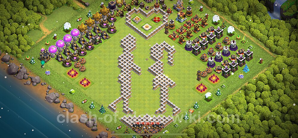 TH11 Troll Base Plan with Link, Copy Town Hall 11 Funny Art Layout 2024, #1310