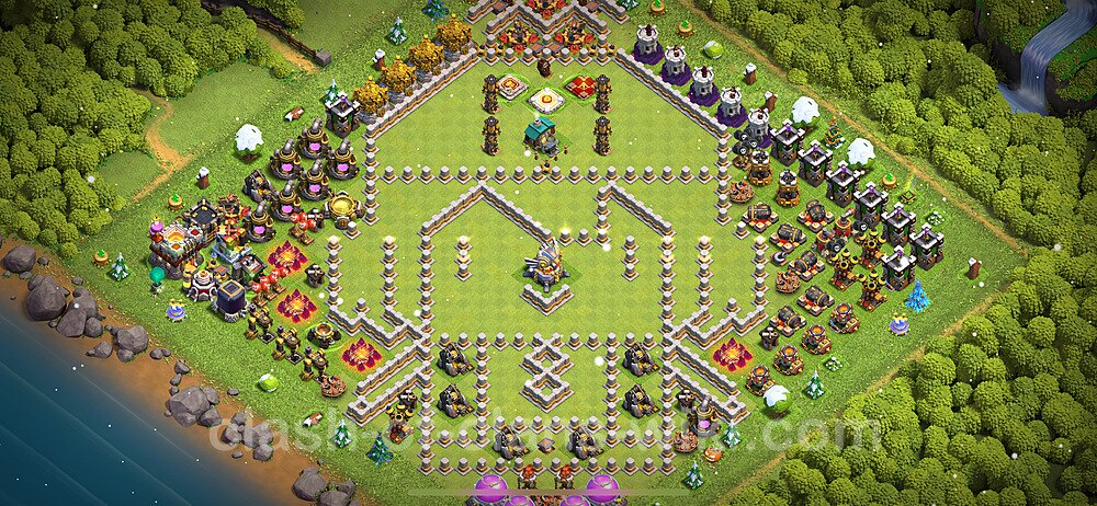 TH11 Troll Base Plan with Link, Copy Town Hall 11 Funny Art Layout 2024, #1342
