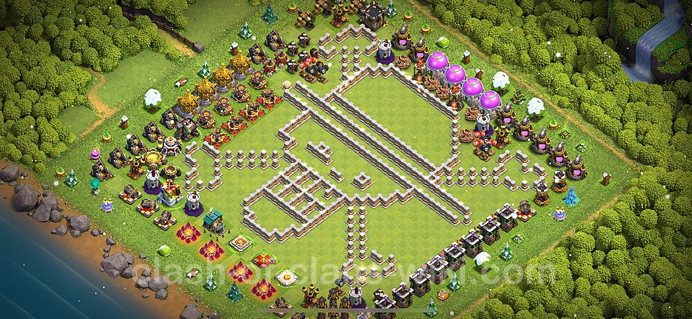 TH11 Troll Base Plan with Link, Copy Town Hall 11 Funny Art Layout 2024, #1376