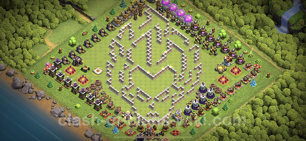 TH11 Troll Base Plan with Link, Copy Town Hall 11 Funny Art Layout 2023, #14