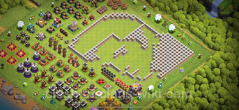 TH11 Troll Base Plan with Link, Copy Town Hall 11 Funny Art Layout 2024, #1708
