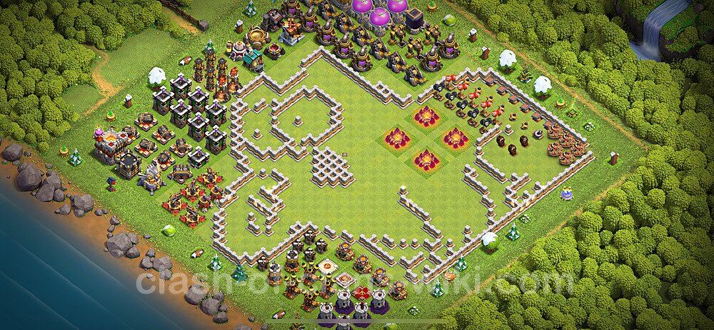 TH11 Troll Base Plan with Link, Copy Town Hall 11 Funny Art Layout 2024, #1747