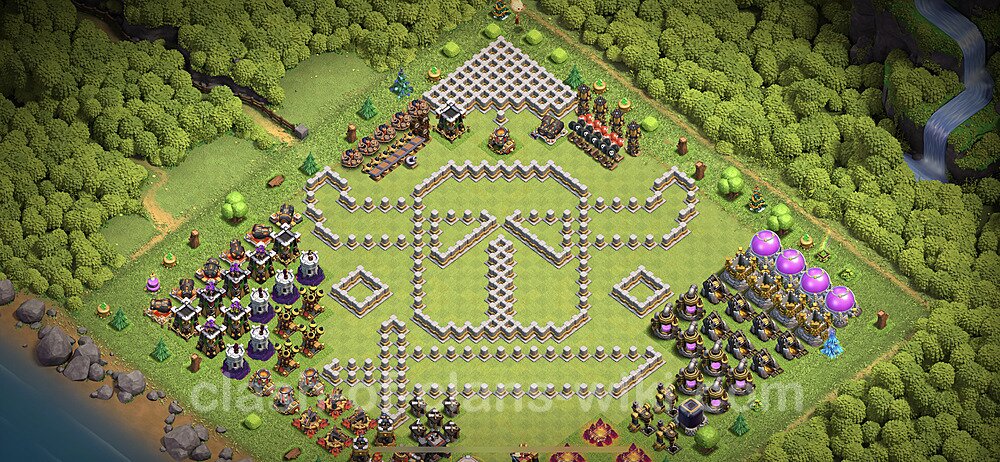 TH11 Troll Base Plan with Link, Copy Town Hall 11 Funny Art Layout 2023, #18
